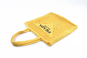 PRADA YELLOW RAFFIA TOTE BAG