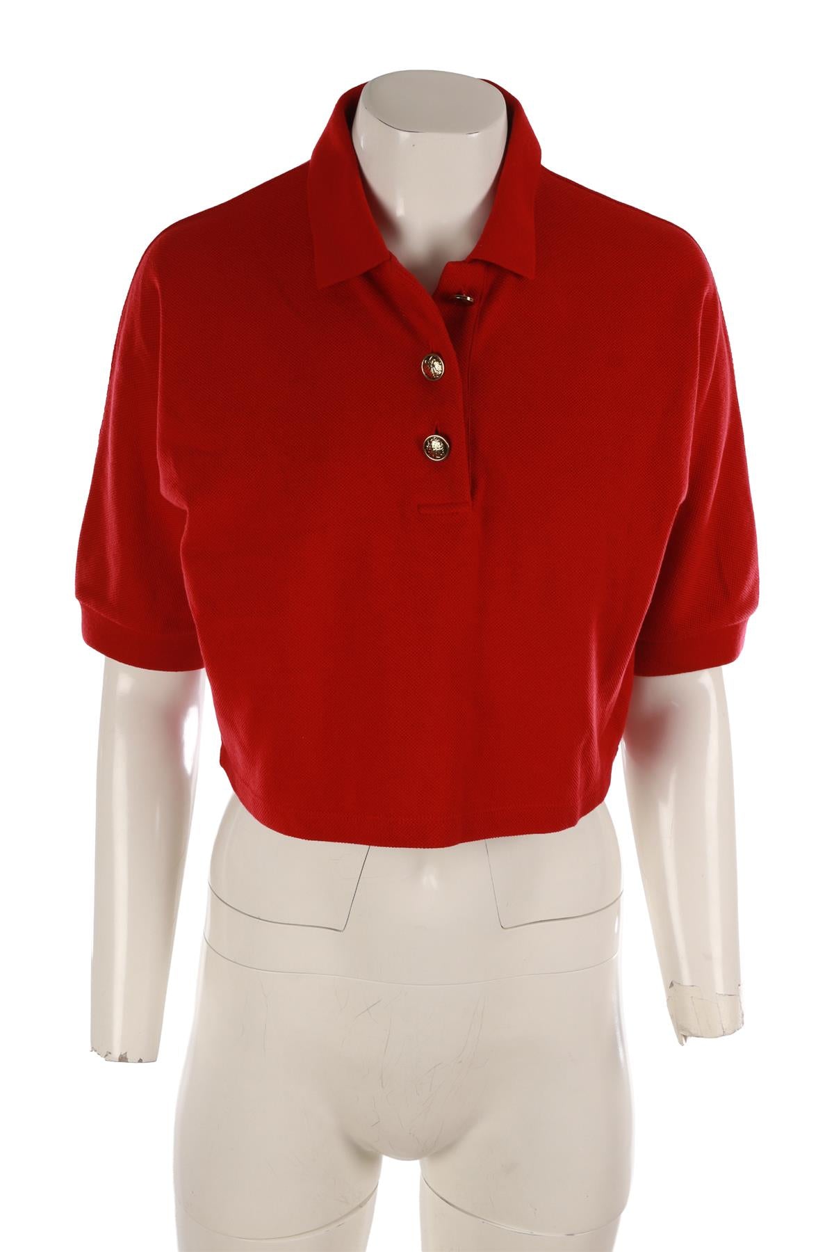 SAINT LAURENT RED COTTON POLO SHIRT SMALL