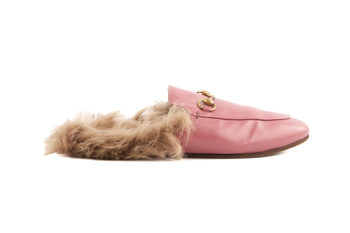 GUCCI PINK PRINCETOWN LEATHER SLIPPERS EU 39 UK 6 US 9