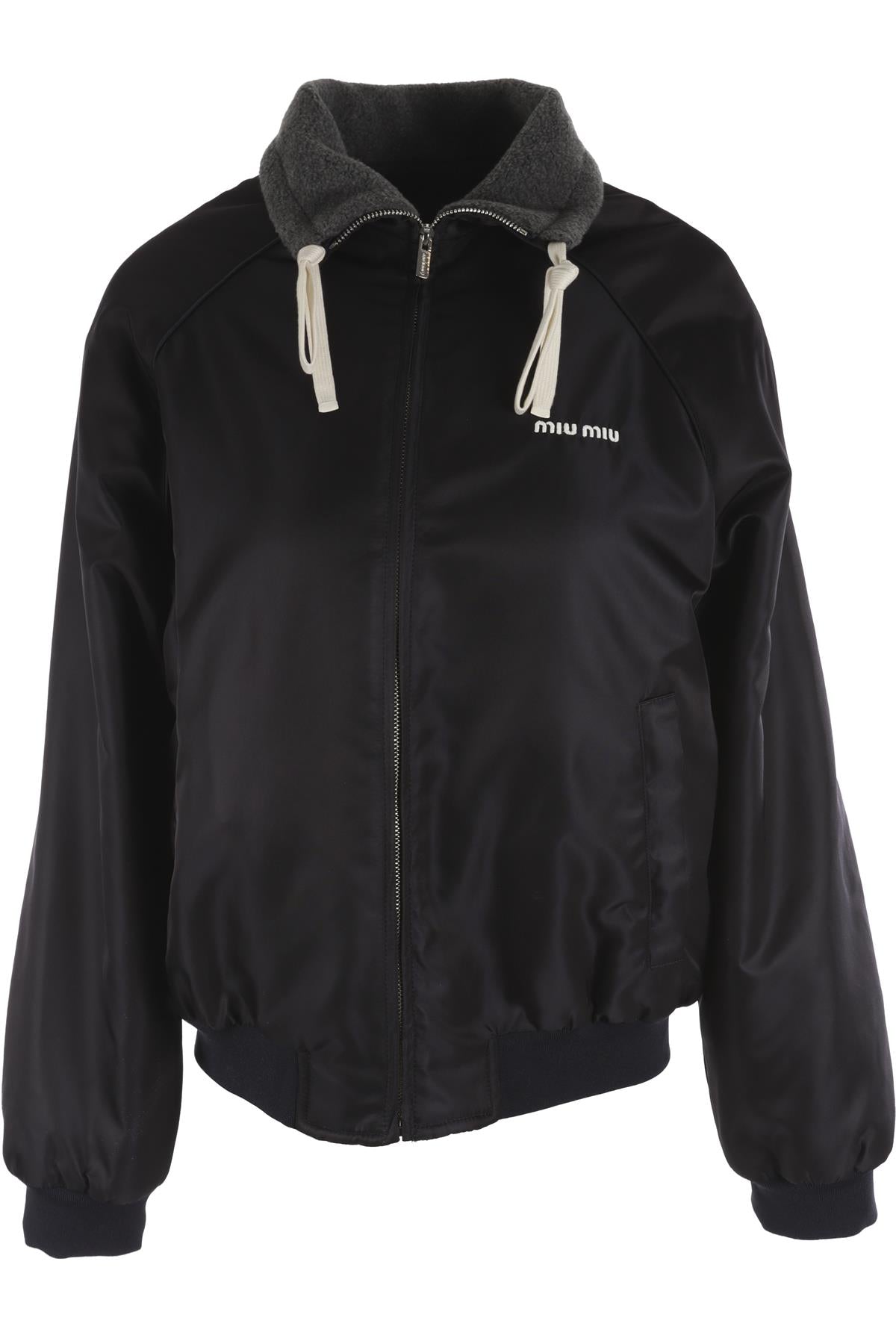 MIU MIU NAVY FLEECE AND NYLON JACKET IT 36 UK 4