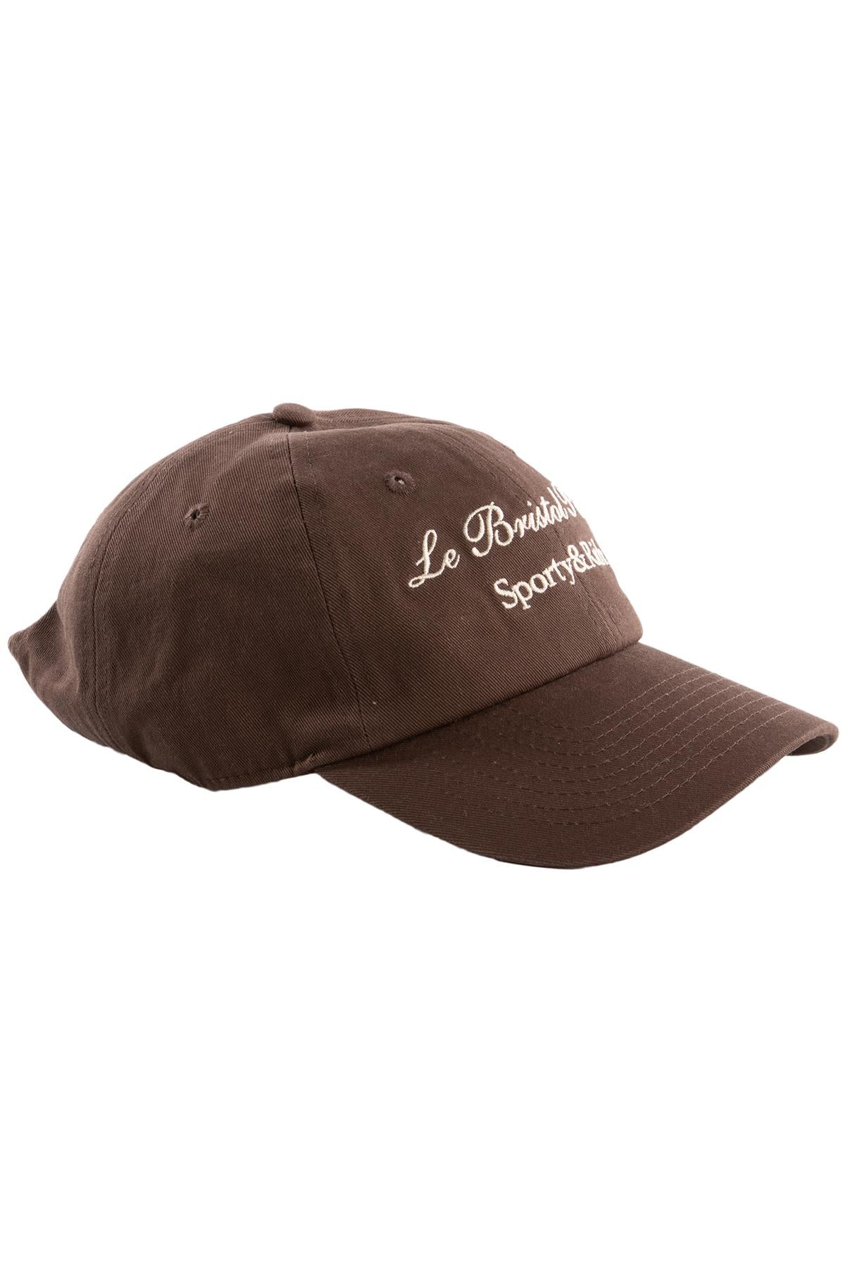 SPORTY & RICH + LE BRISTOL PARIS BROWN COTTON BASEBALL CAP ONE SIZE