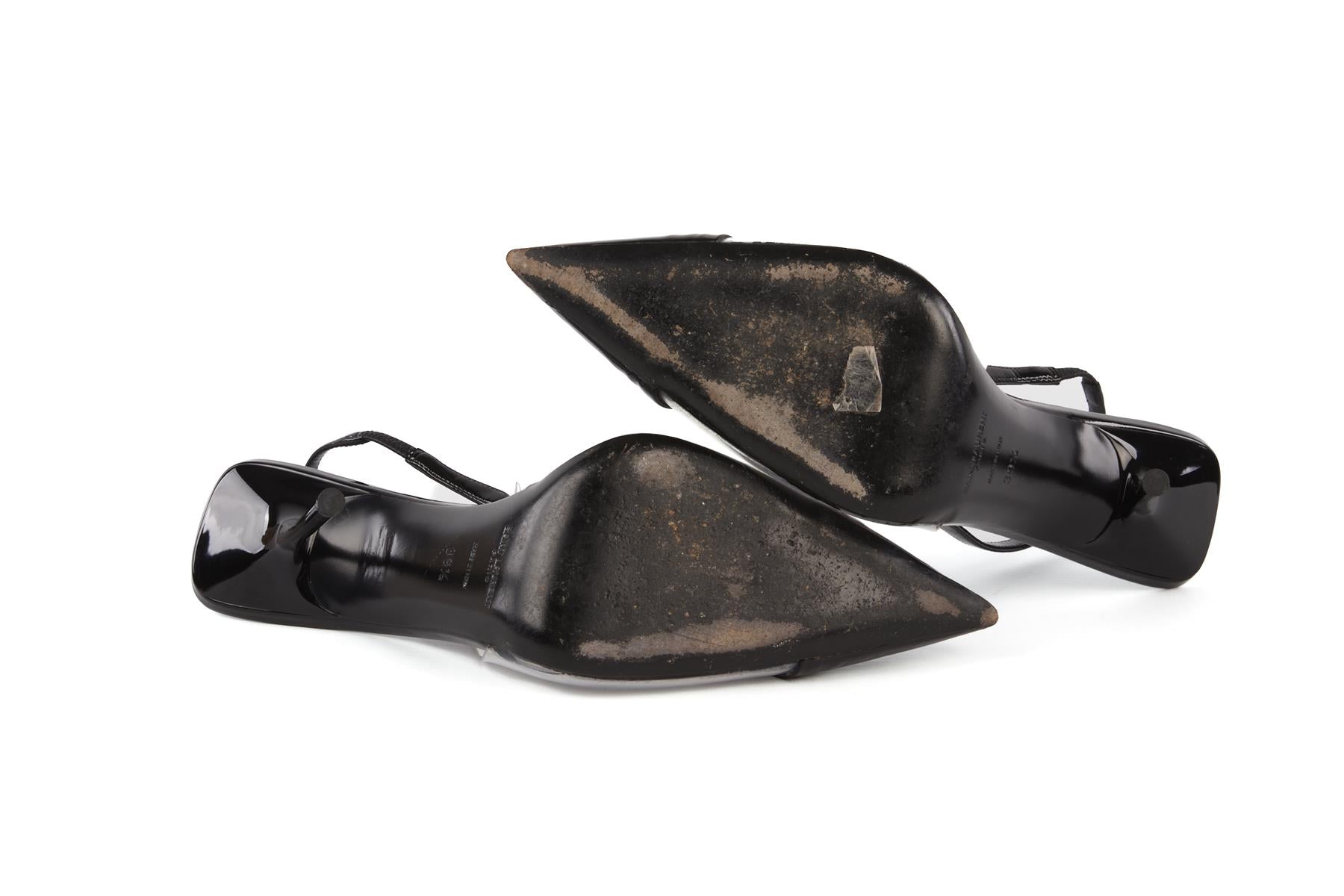 SAINT LAURENT BLACK FRIDA PVC SLINGBACK PUMPS EU 39.5 UK 6.5 US 9.5