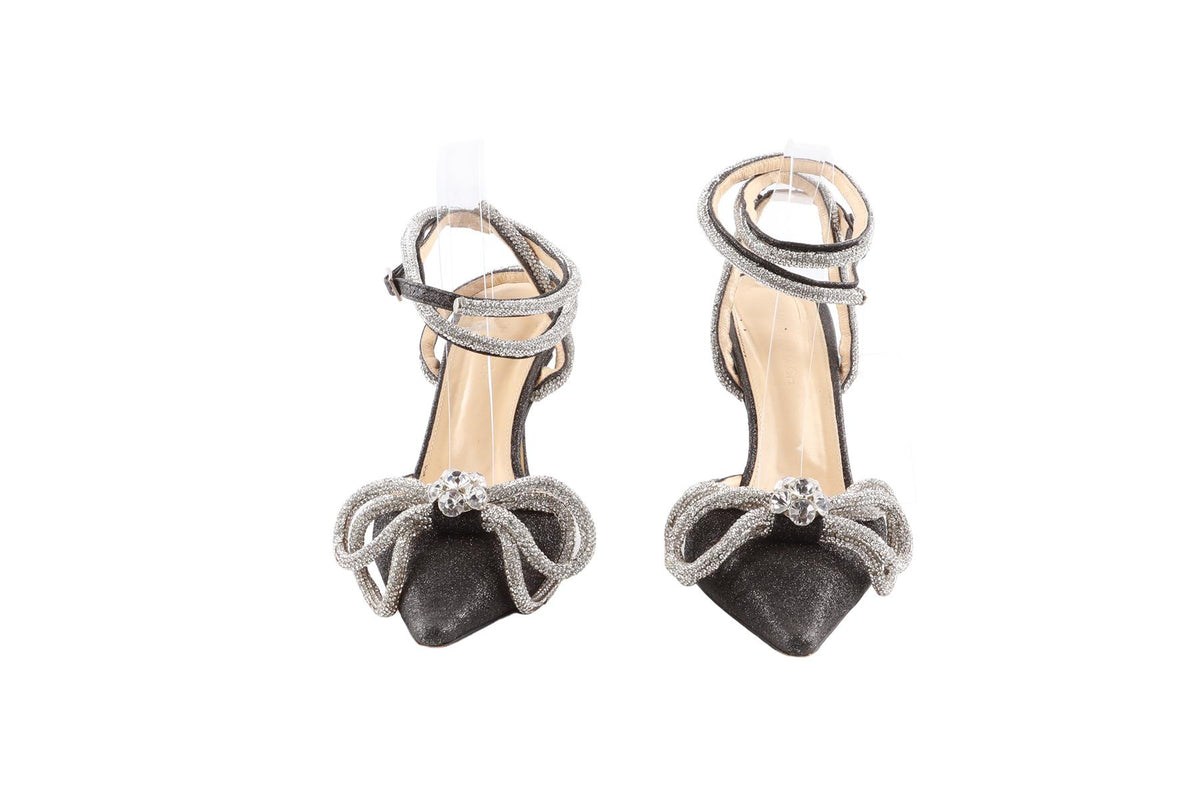 MACH & MACH BLACK CRYSTAL AND FABRIC PUMPS EU 39 UK 6 US 9