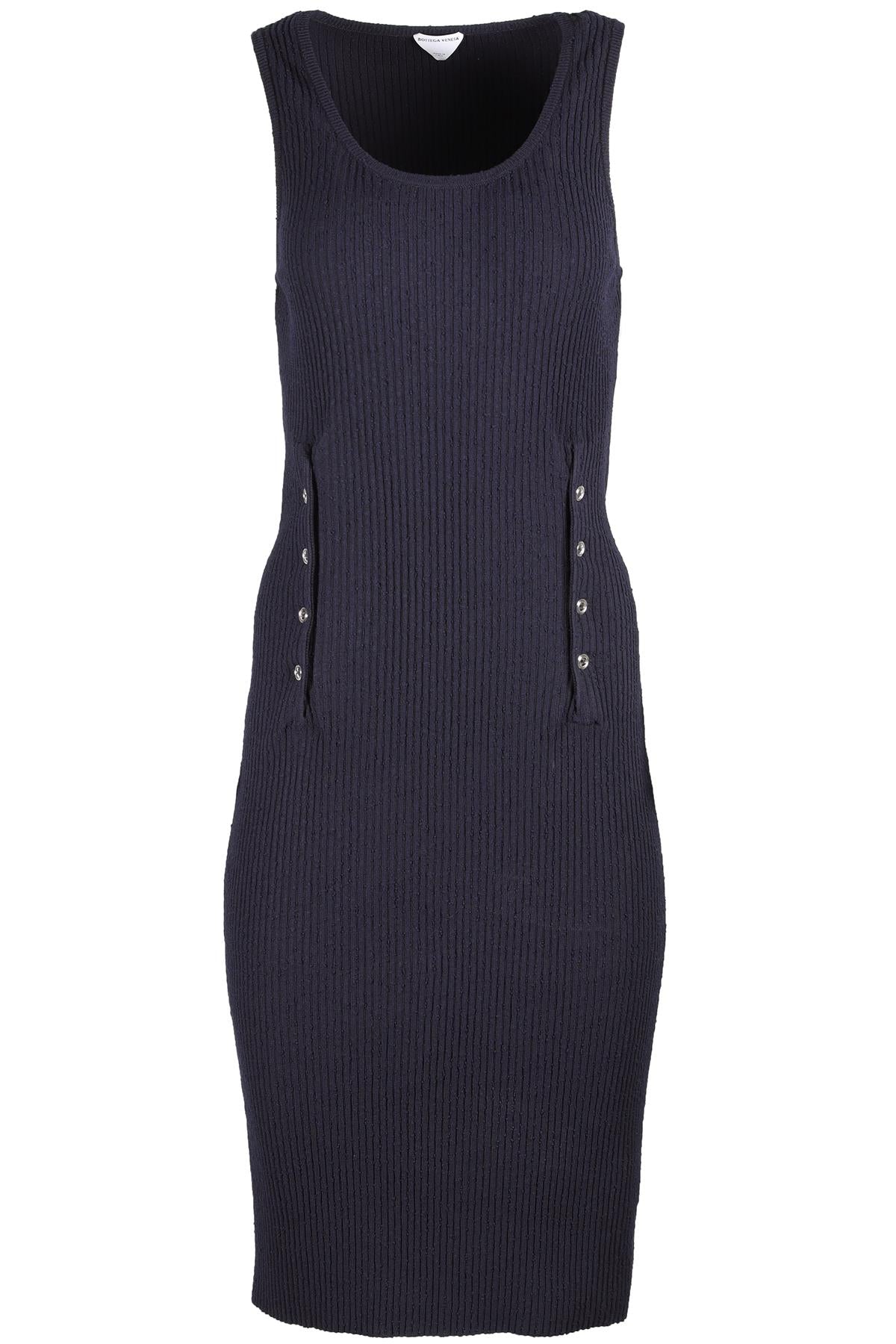 BOTTEGA VENETA BLUE KNIT MIDI DRESS LARGE