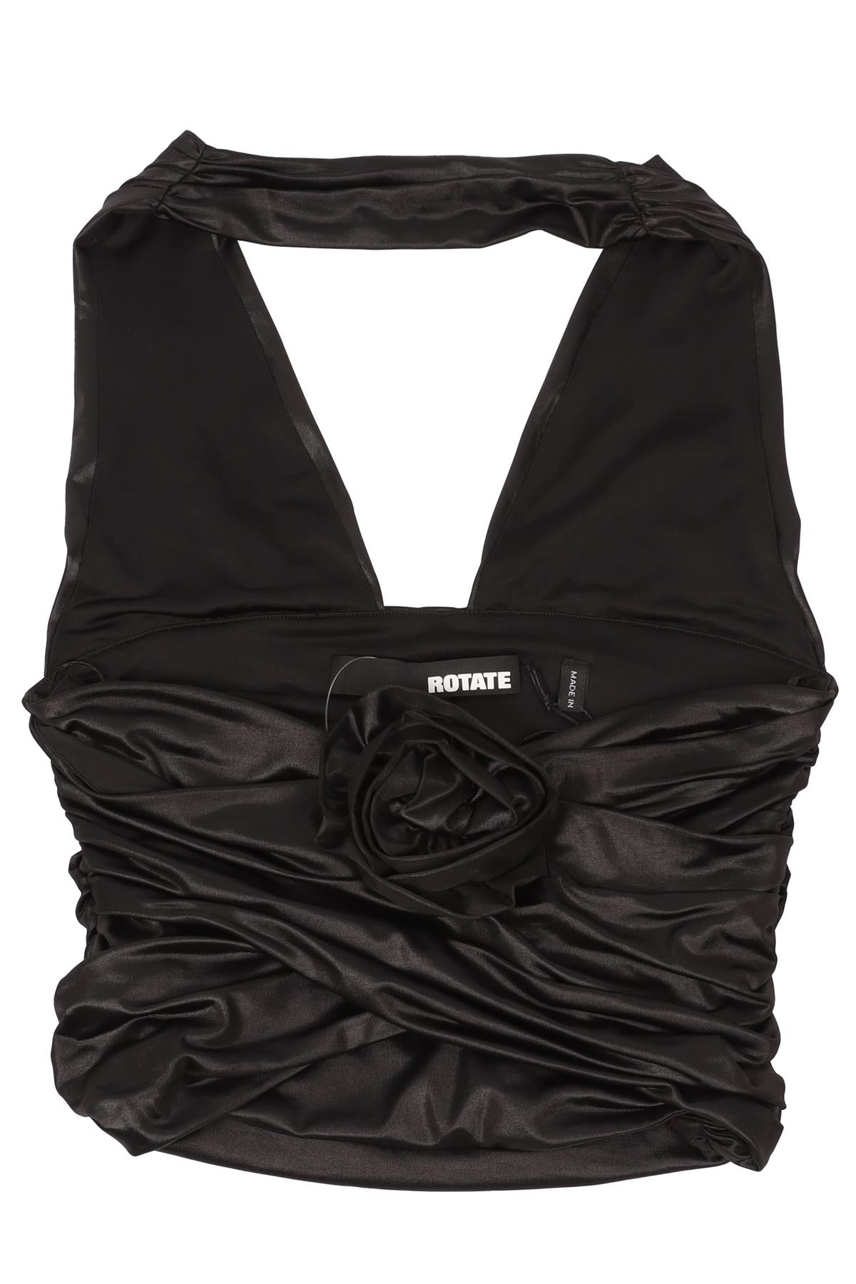 ROTATE BIRGER CHRISTENSON BLACK CROPPED JERSEY TOP UK 4