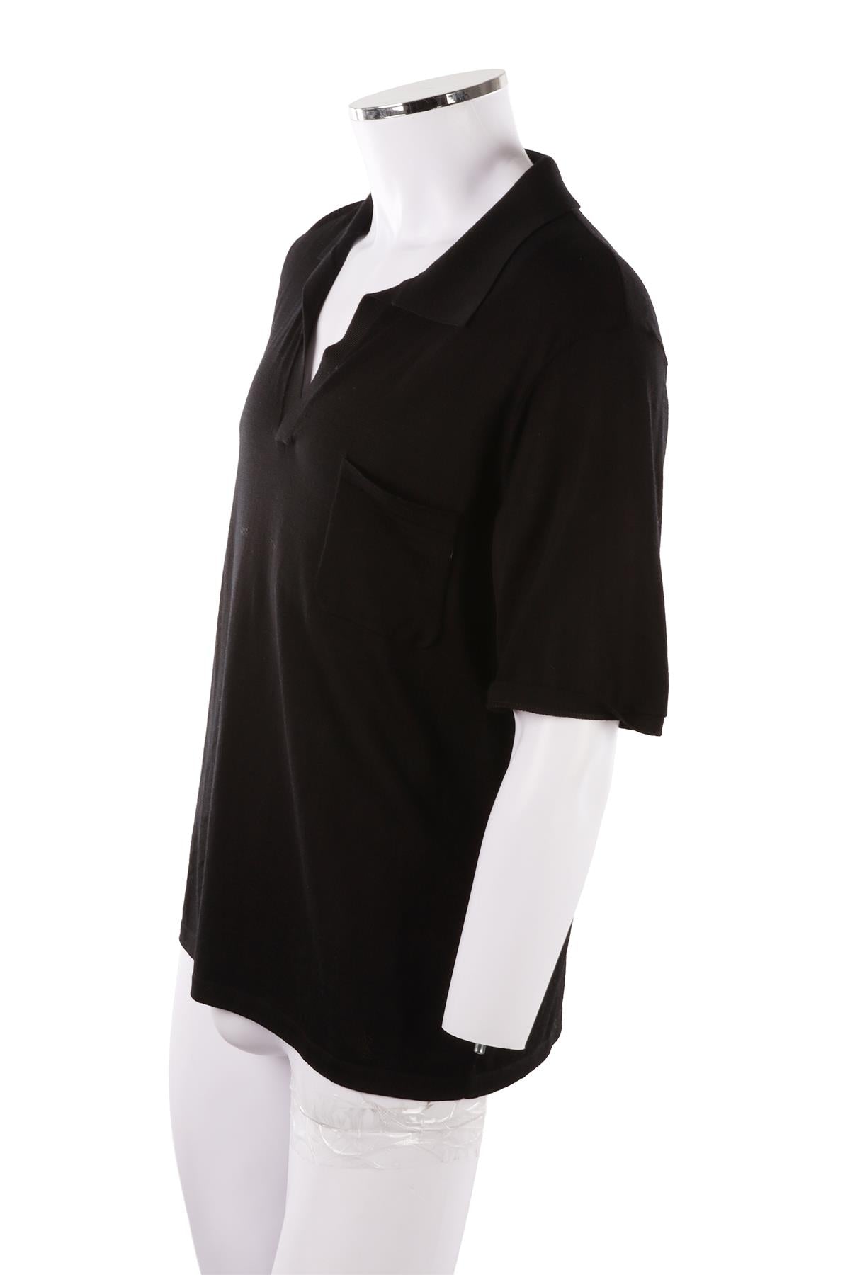 BLACK MEN'S WOOL POLO SHIRT