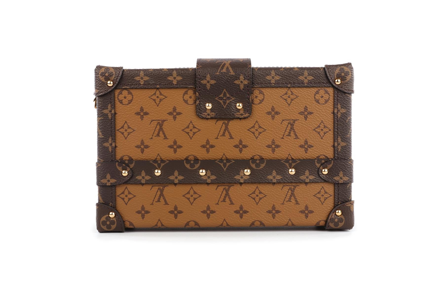 LOUIS VUITTON BROWN 2017 PETITE MALLE MONOGRAM COATED CANVAS CLUTCH