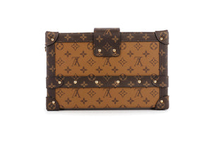 LOUIS VUITTON BROWN 2017 PETITE MALLE MONOGRAM COATED CANVAS CLUTCH