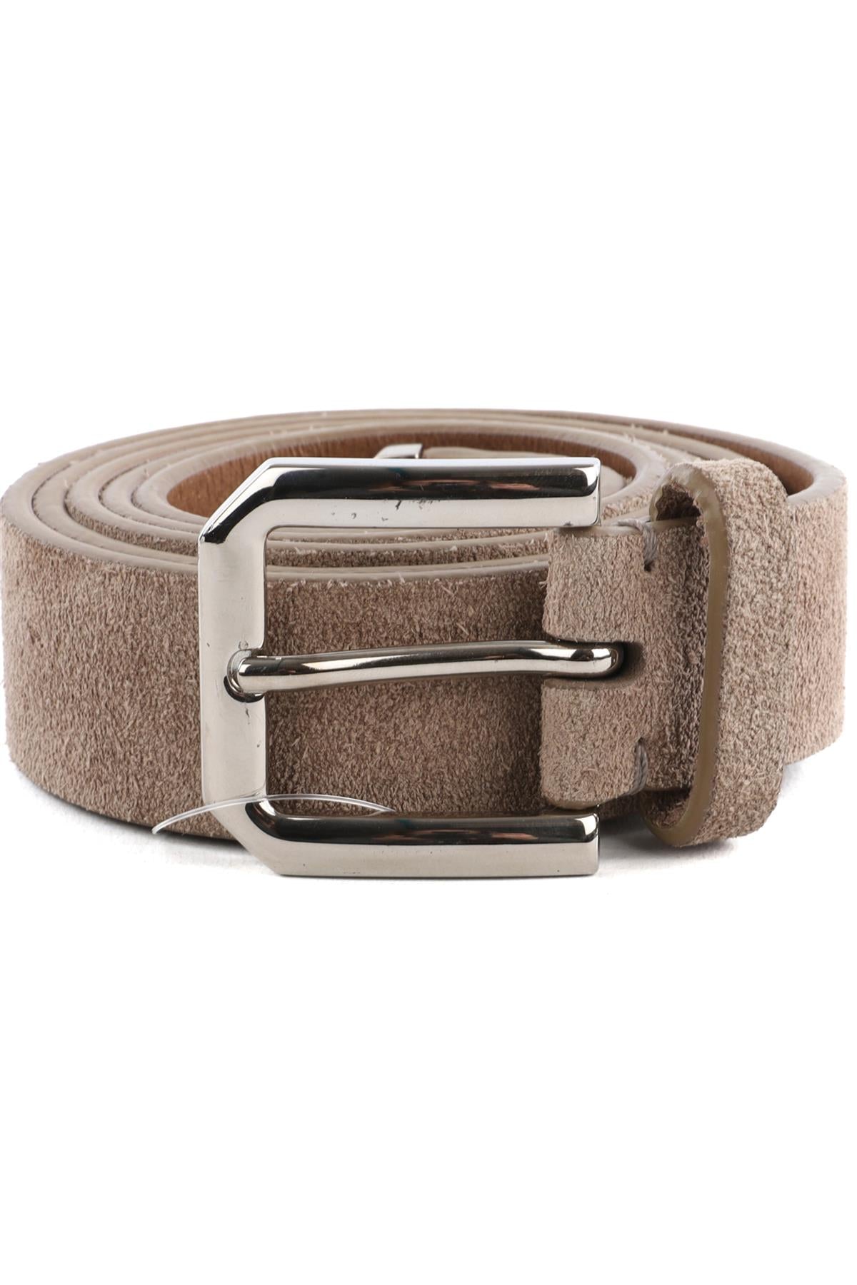 BRUNELLO CUCINELLI TAUPE MEN'S SUEDE BELT 105CM