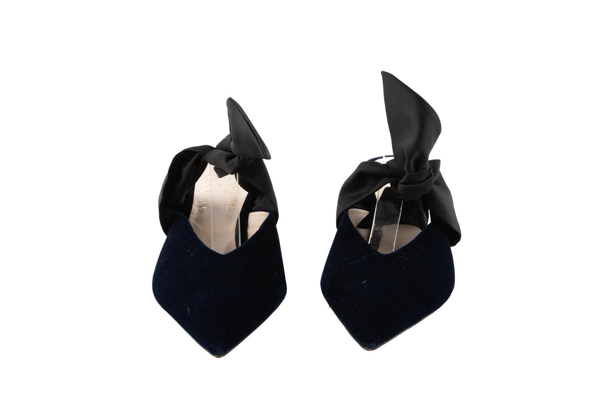 GIA COUTURE + ALEX EAGLE NAVY VELVET PUMPS EU 39 UK 6 US 9