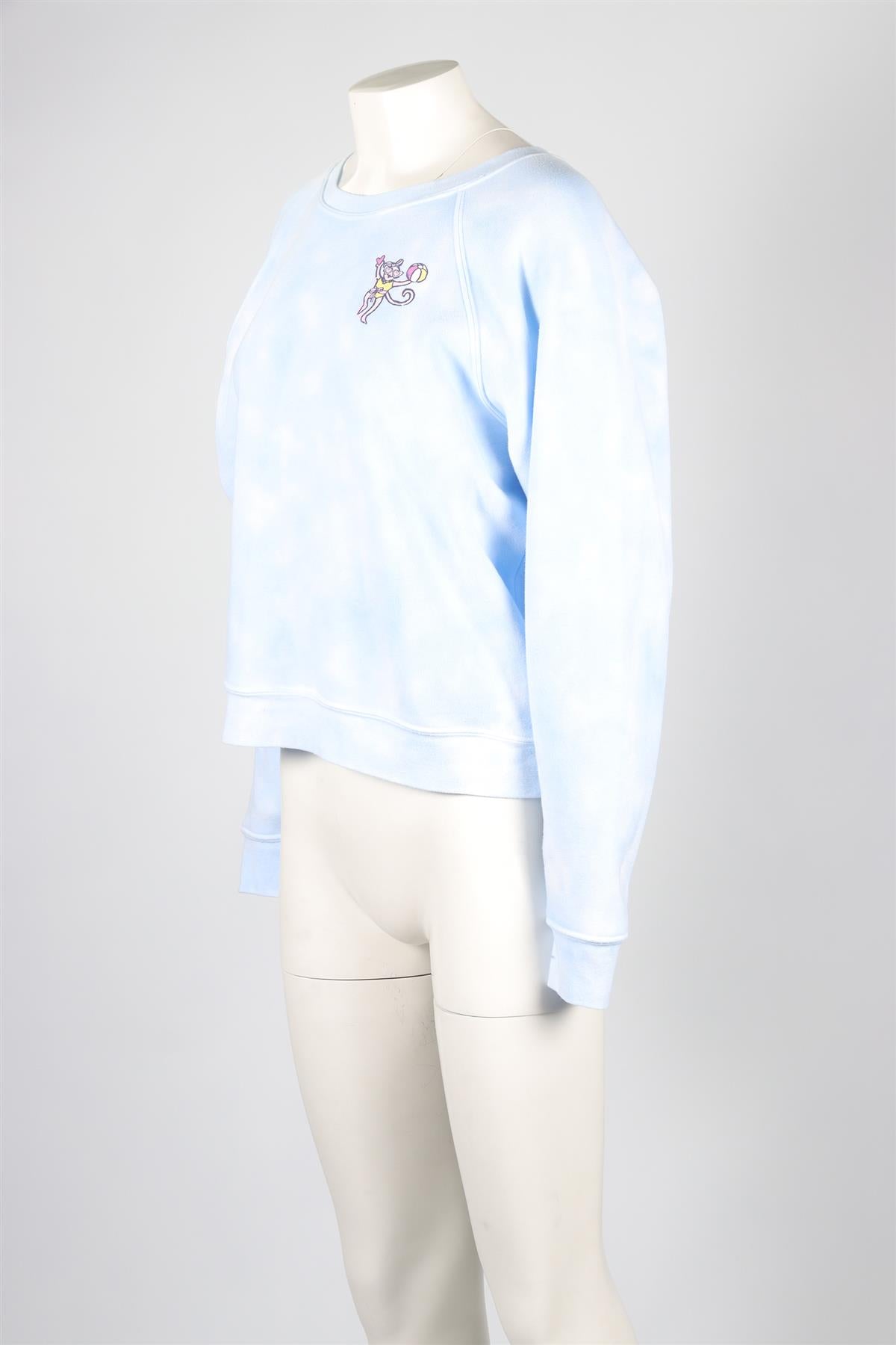 LOVESHACKFANCY X ROLLER RABBIT BLUE COTTON SWEATSHIRT SMALL