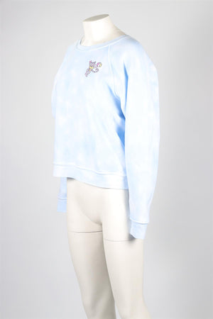 LOVESHACKFANCY X ROLLER RABBIT BLUE COTTON SWEATSHIRT SMALL