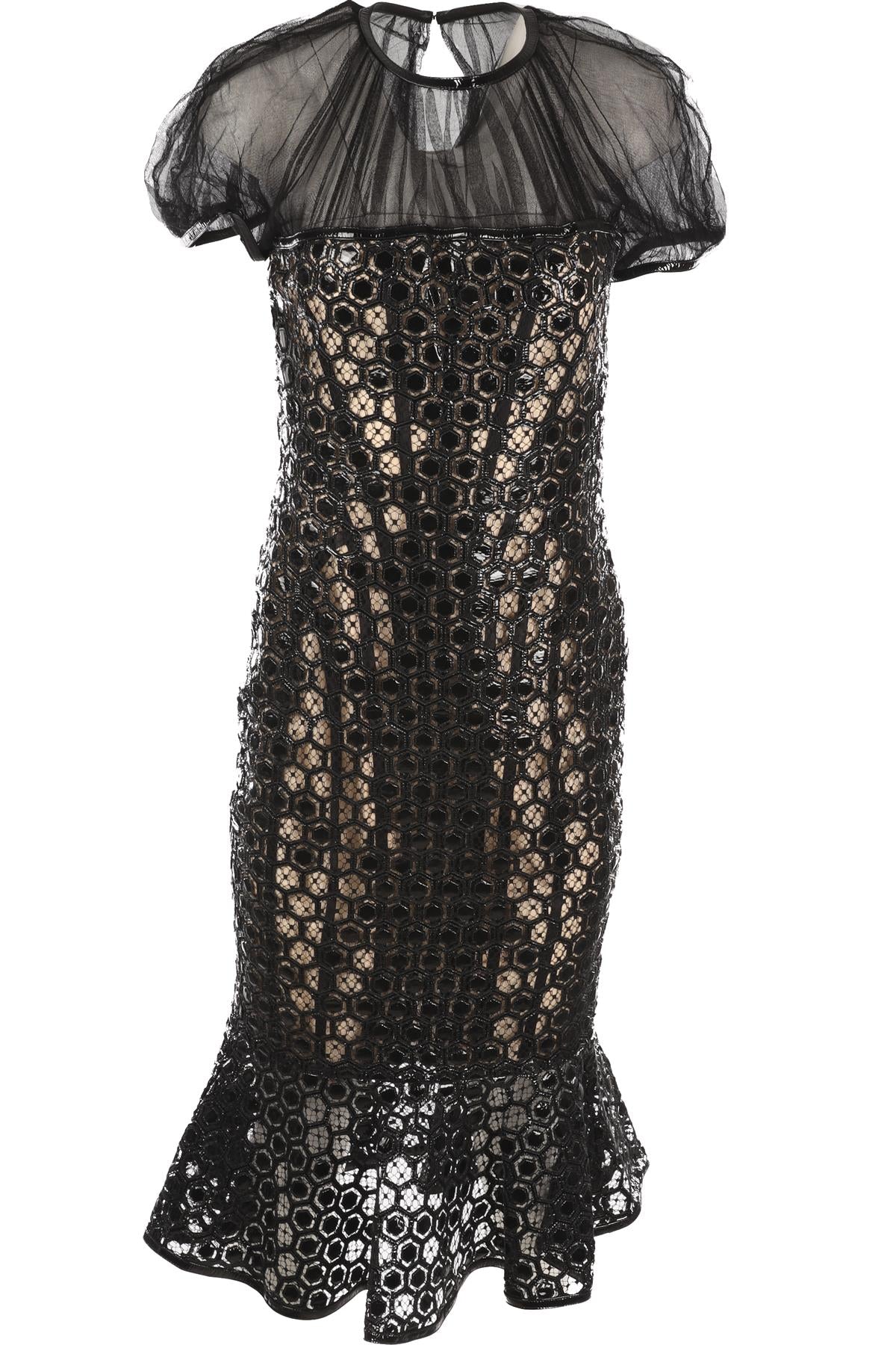 ALEXANDER MCQUEEN BLACK 2013 SILK MIDI DRESS IT 42
