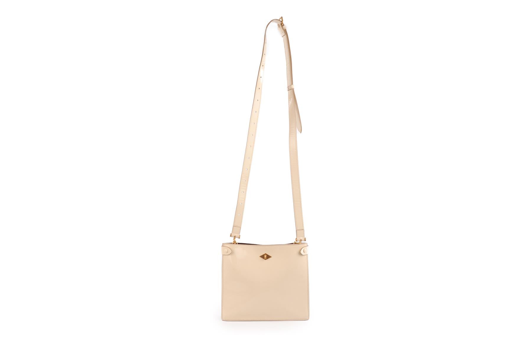 MÉTIER CREAM STOWAWAY PATENT LEATHER SHOULDER BAG