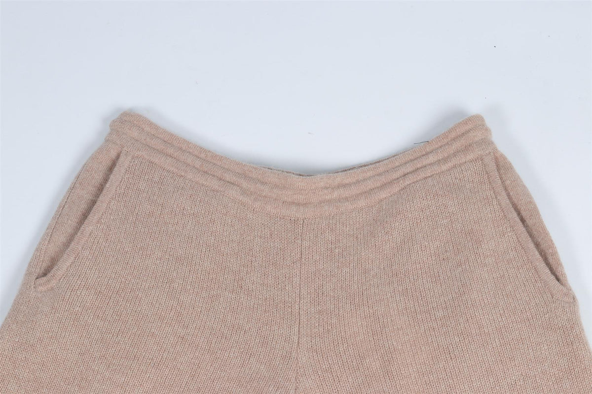 SPORTY & RICH TAUPE CASHMERE SHORTS MEDIUM