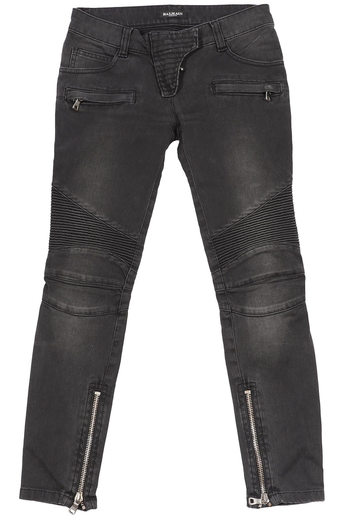 BALMAIN GREY LOW RISE SKINNY JEANS FR 34 UK 6