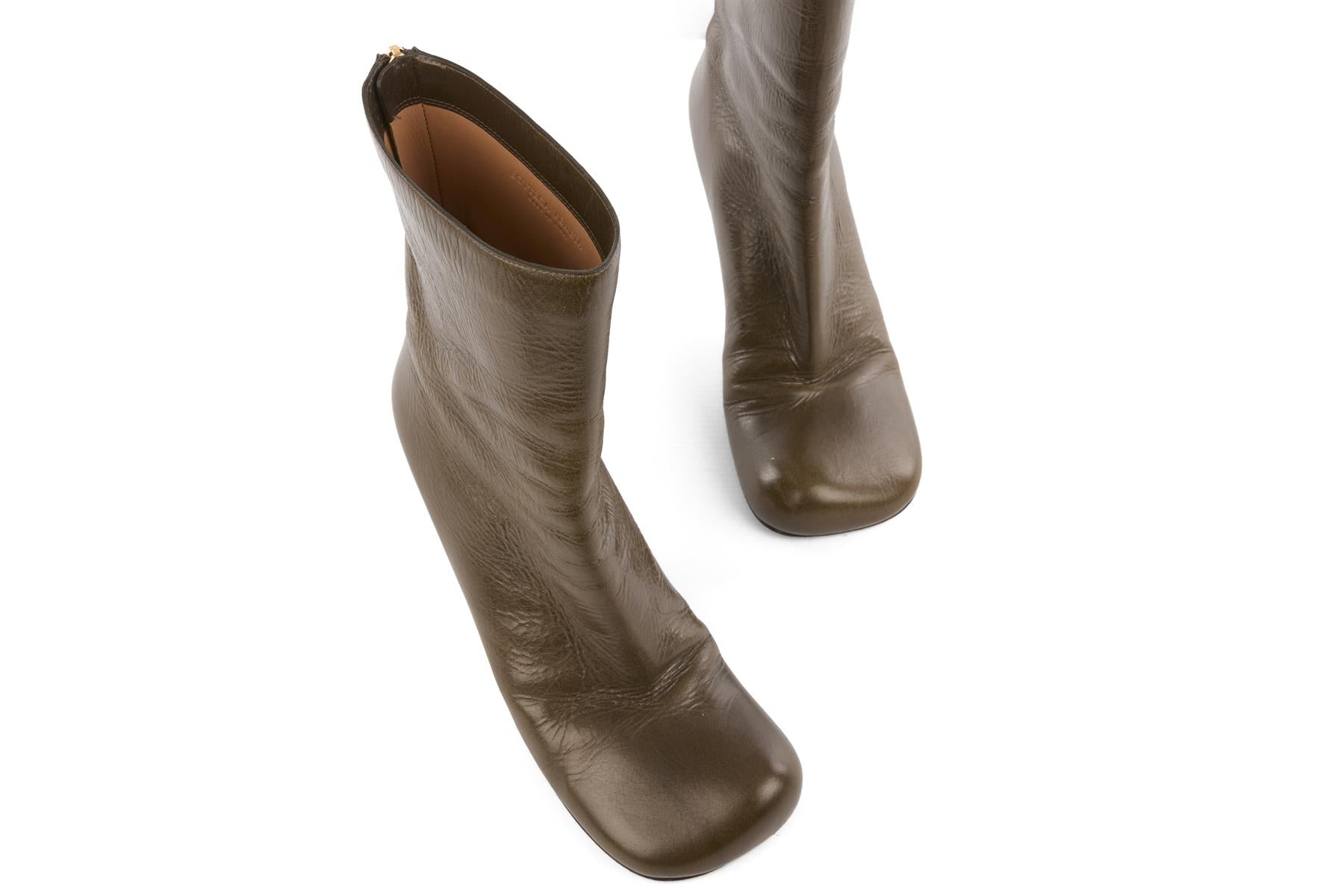 BOTTEGA VENETA GREEN LEATHER ANKLE BOOTS EU 39 UK 6 US 9