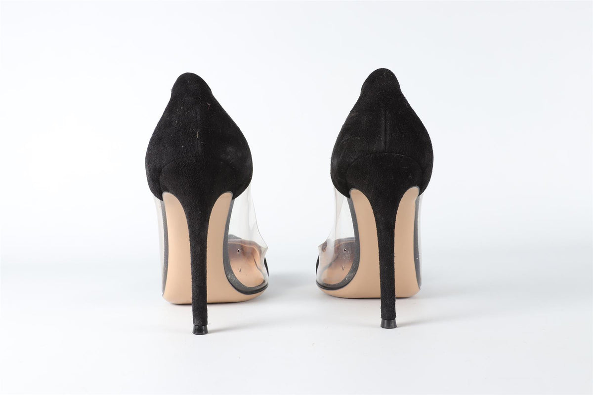 GIANVITO ROSSI BLACK PVC AND SUEDE PUMPS EU 38.5 UK 5.5 US 8.5