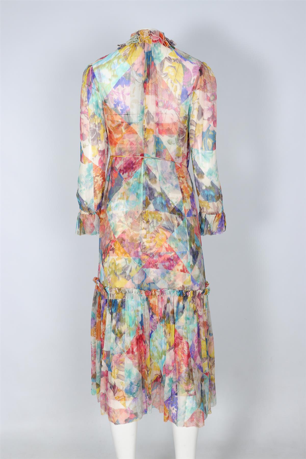 ZIMMERMANN MULTI SILK MIDI DRESS UK 8