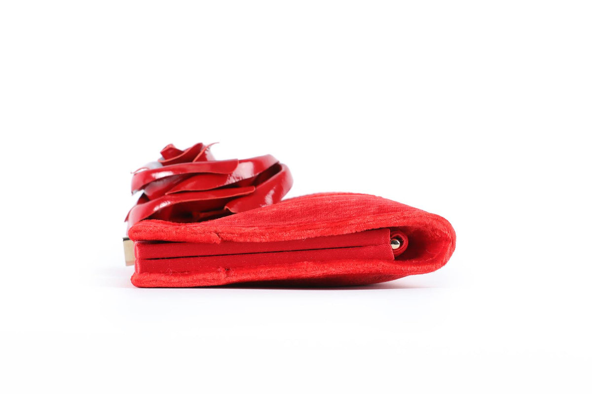 ROGER VIVIER RED MINI VELVET CLUTCH