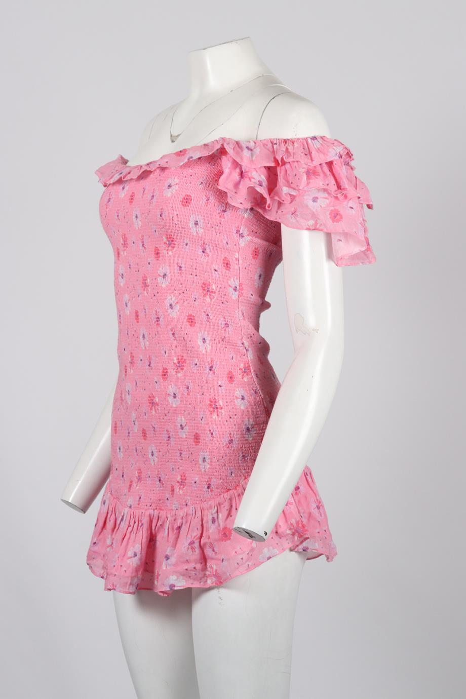 LOVESHACKFANCY FLORAL PRINT COTTON MINI DRESS MEDIUM
