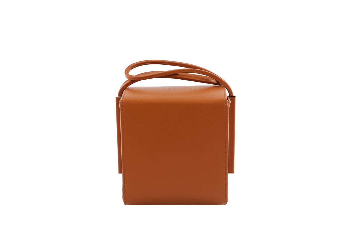 ROKSANDA TAN BOX LEATHER CLUTCH