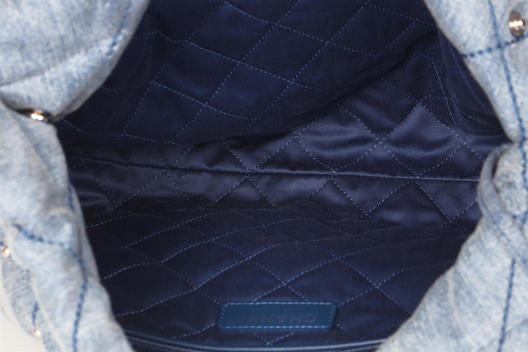 CHANEL BLUE 2024 22 SMALL QUILTED DENIM SHOULDER BAG