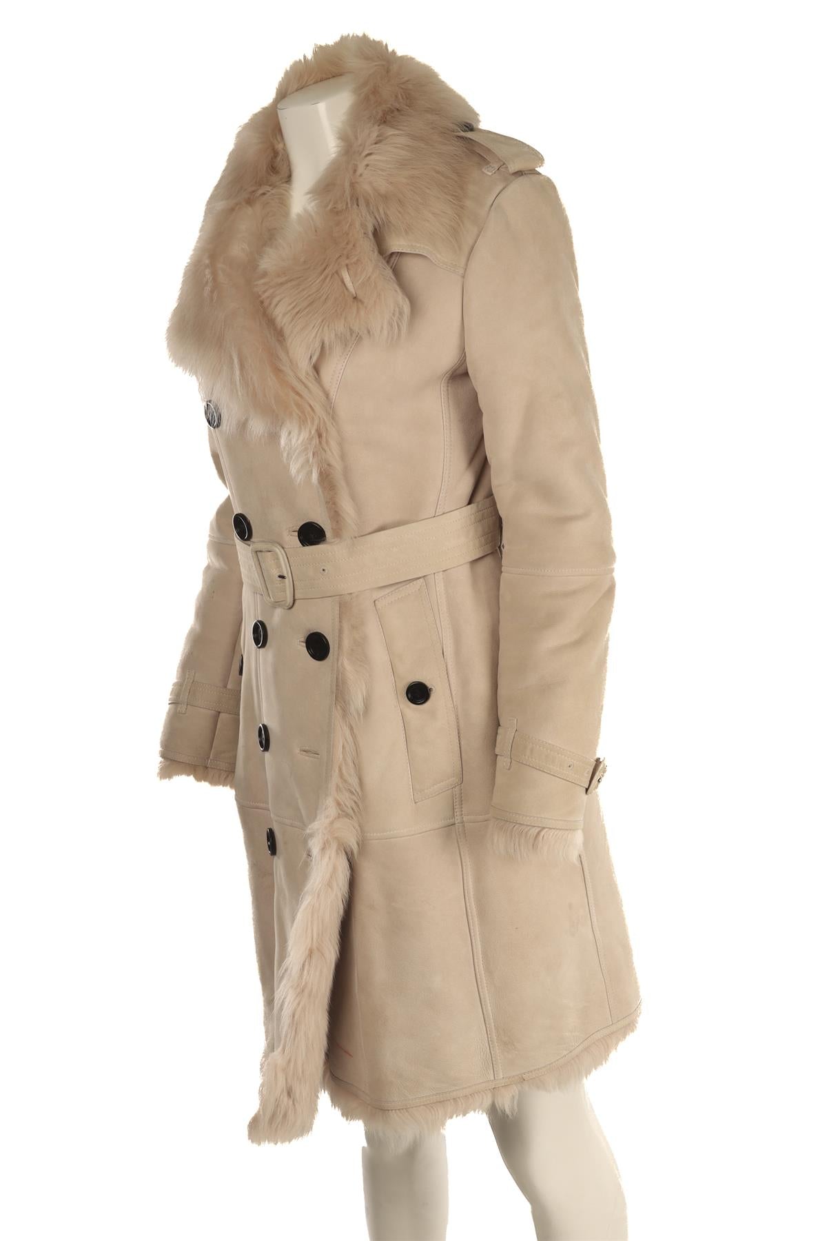 BURBERRY PINK SHEARLING AND SUEDE COAT UK 10