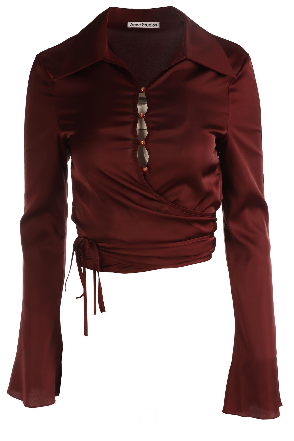 ACNE STUDIOS BURGUNDY SILK SHIRT EU 34 UK 6