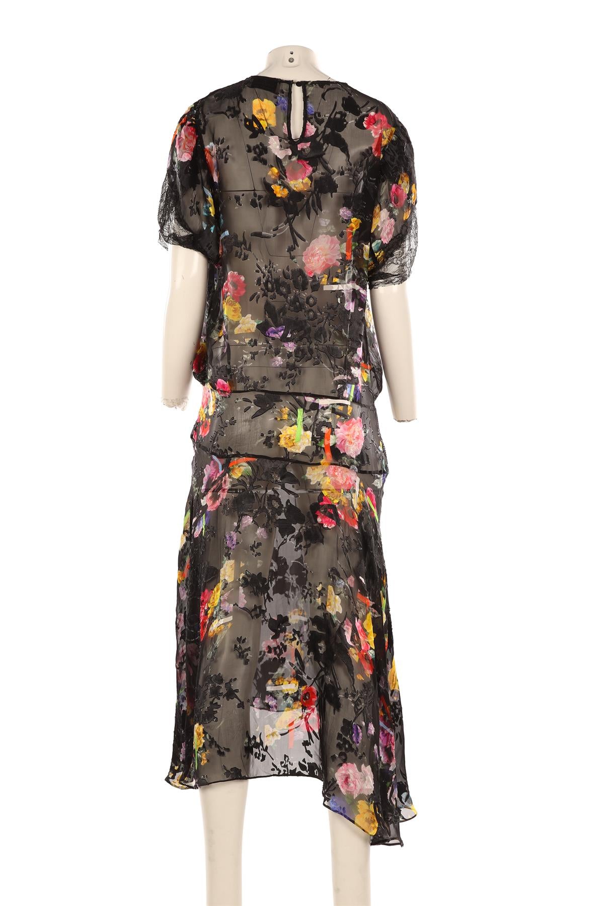 PREEN BY THORNTON BREGAZZI BLACK SILK MAXI DRESS MEDIUM