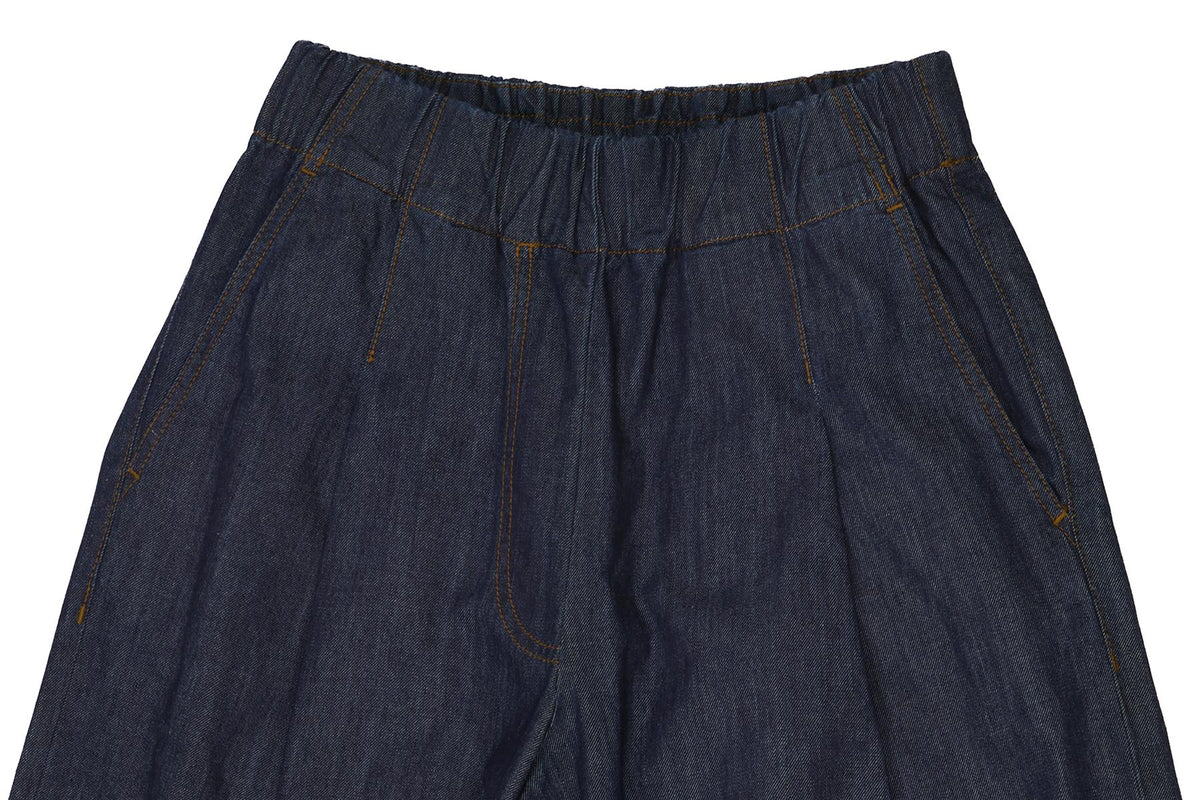 DRIES VAN NOTEN NAVY DENIM WIDE LEG PANTS XSMALL