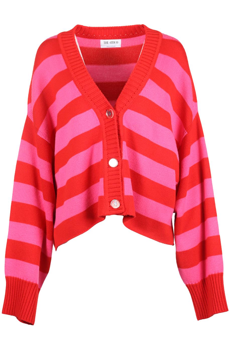 THE ATTICO STRIPPED WOOL CARDIGAN SMALL