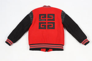 GIVENCHY RED, WHITE AND BLACK KIDS BOYS WOOL BLEND BOMBER JACKET 6 YEARS