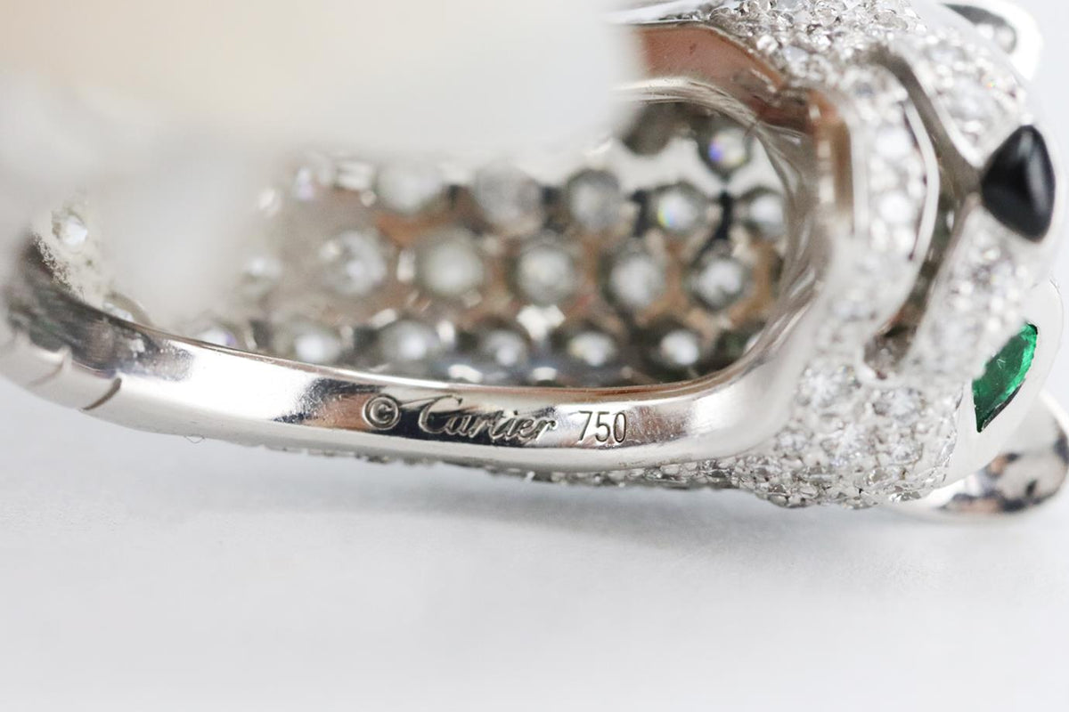 CARTIER PANTHÈRE LAKARDA 18K WHITE GOLD AND DIAMOND RING 51 MM