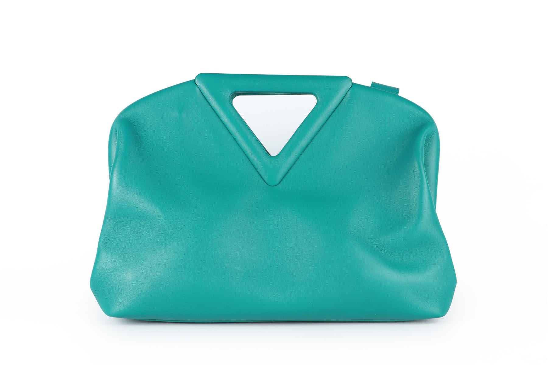 BOTTEGA VENETA TEAL POINT MEDIUM LEATHER TOTE BAG