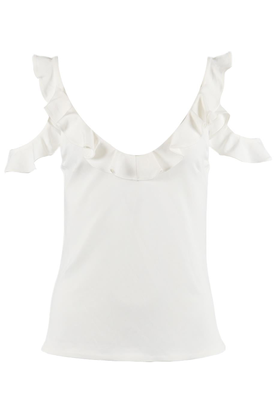 CUSHNIE ET OCHS RUFFLED CREPE TOP US 2 UK 6
