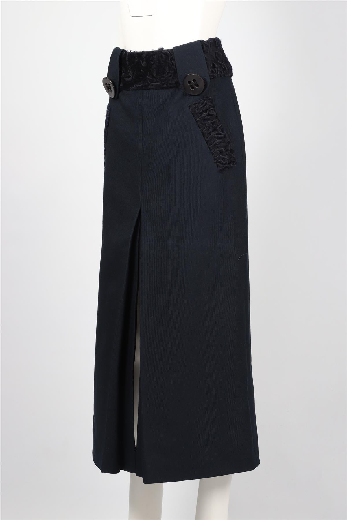 DOLCE & GABBANA NAVY WOOL MIDI SKIRT IT 42 UK 10