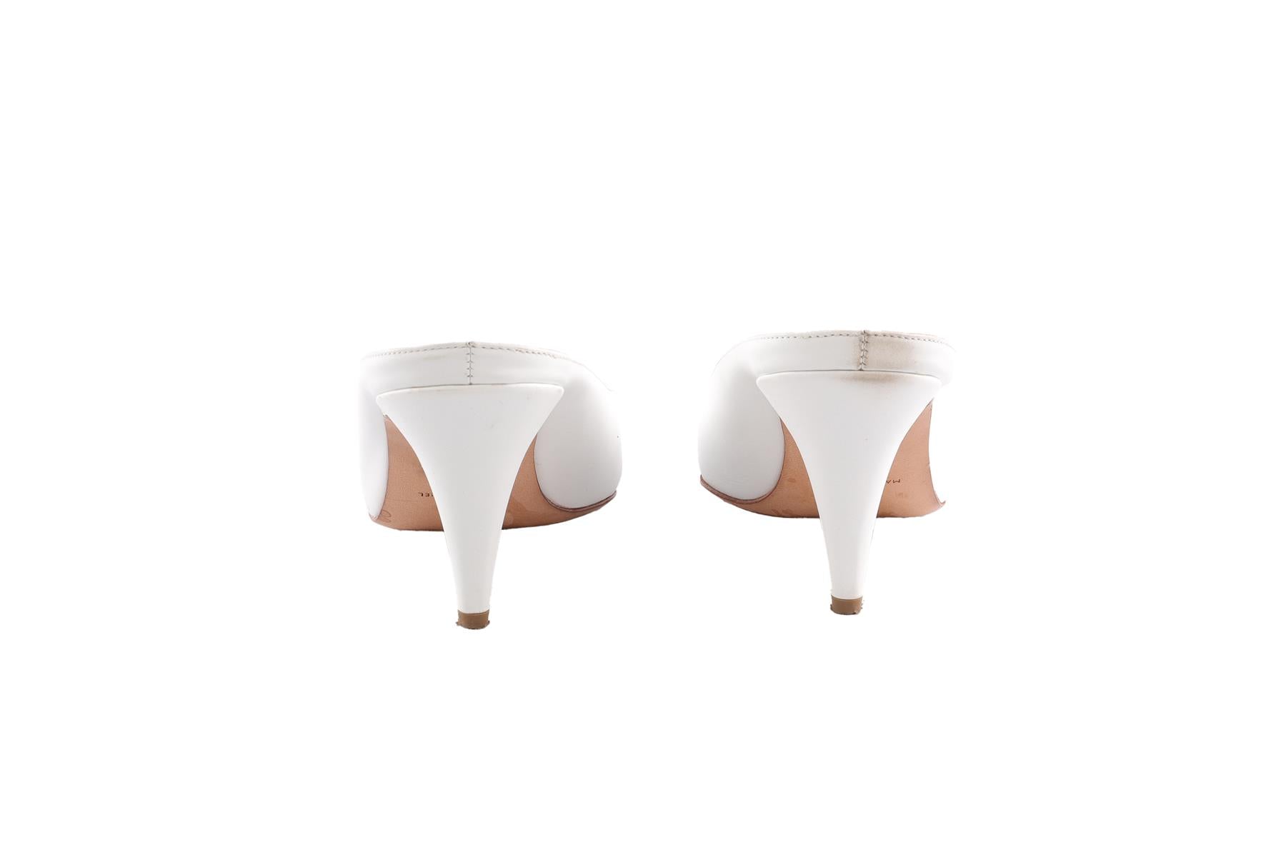MANSUR GAVRIEL WHITE LEATHER MULES EU 38