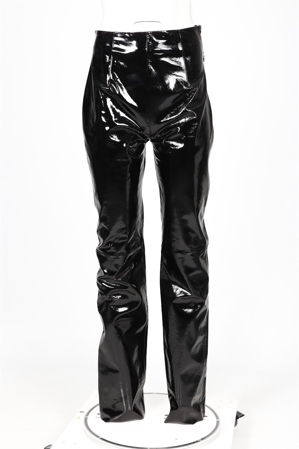 16ARLINGTON BLACK LEATHER STRAIGHT LEG PANTS UK 10