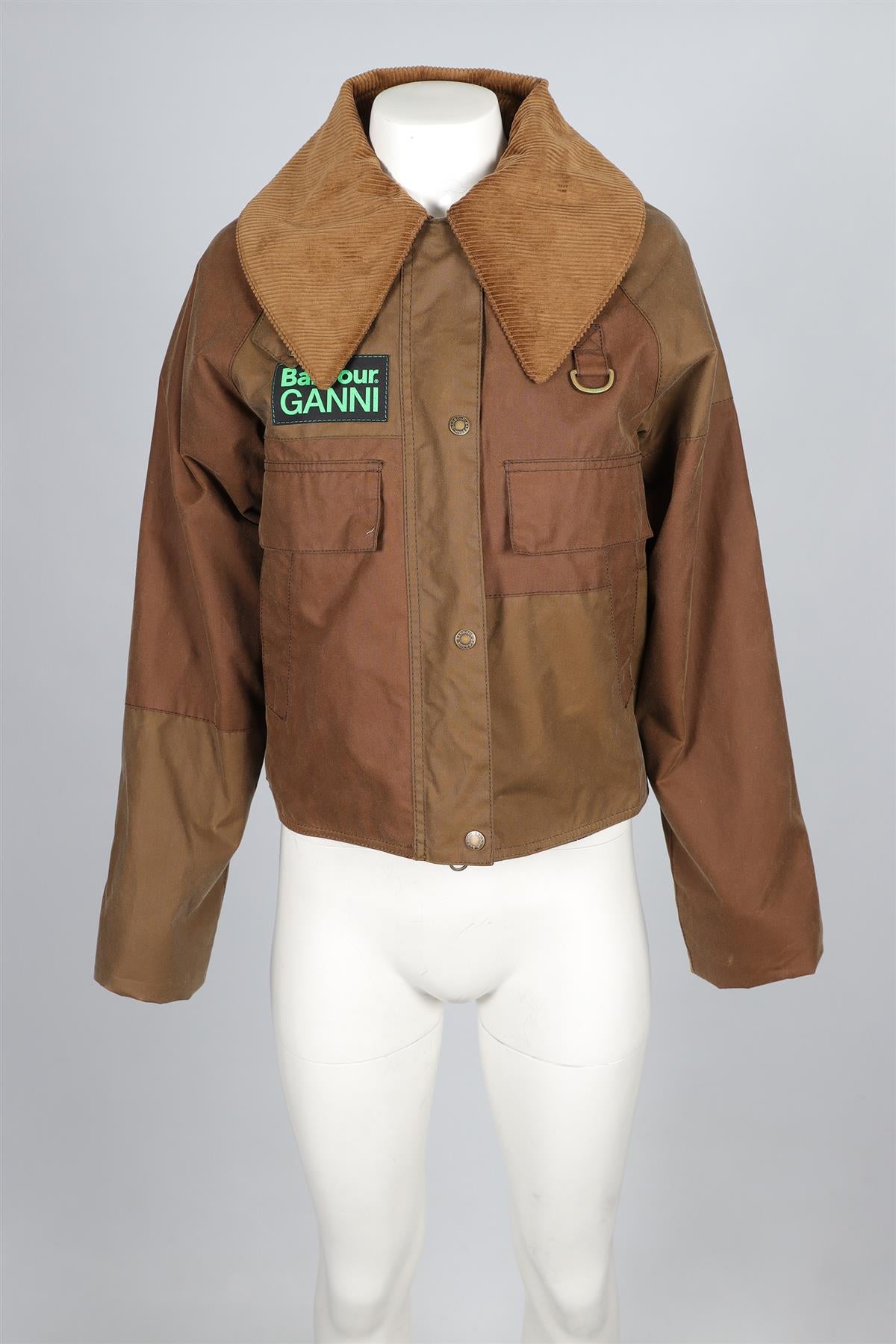 GANNI + BARBOUR BROWN COTTON JACKET UK 6 US 2