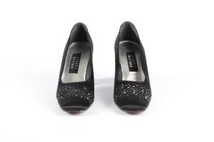 STUART WEITZMAN BLACK SATIN PUMPS