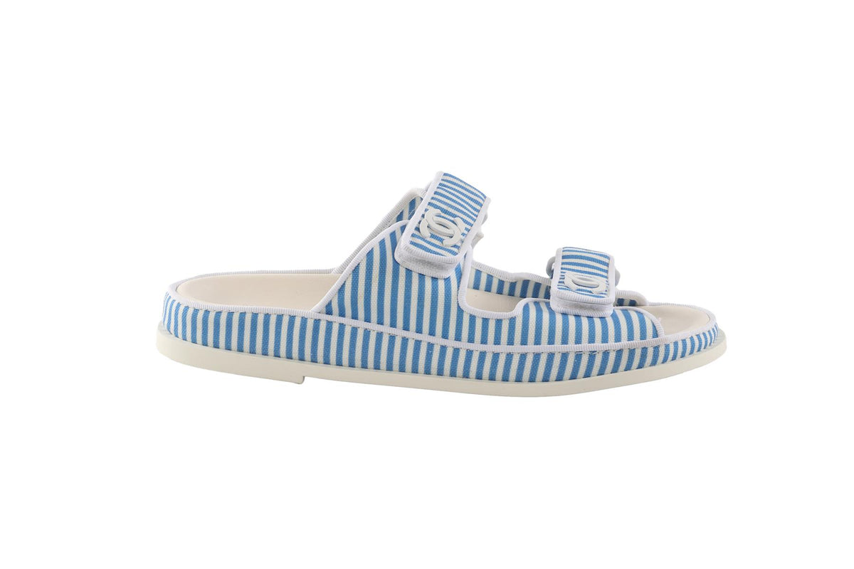 CHANEL BLUE 2024 DAD CANVAS SANDALS EU 38 UK 5 US 8