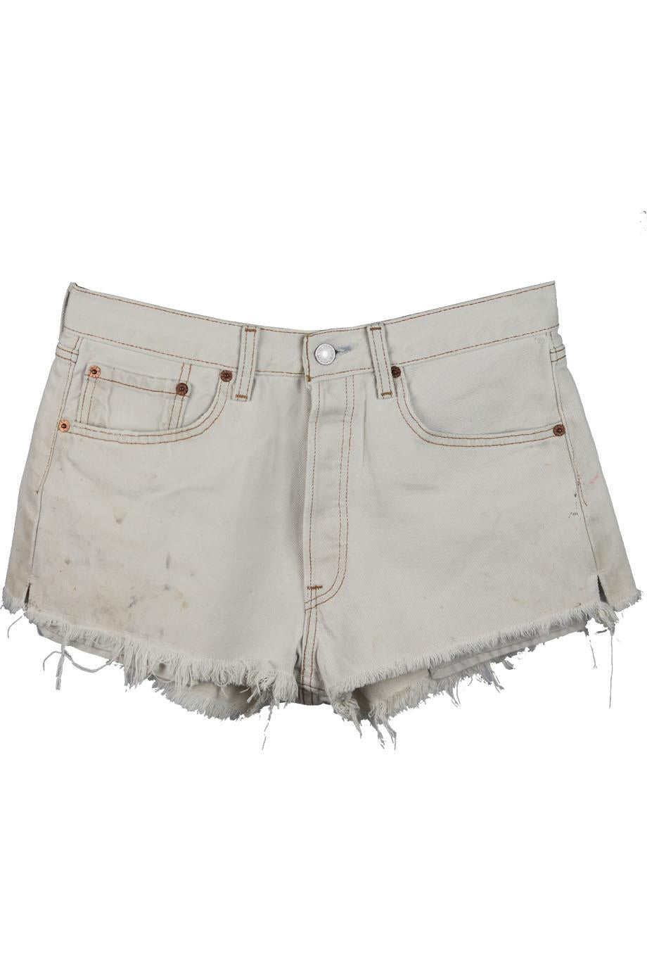 RE/DONE DISTRESSED HIGH WAISTED DENIM SHORTS W25 UK 6/8