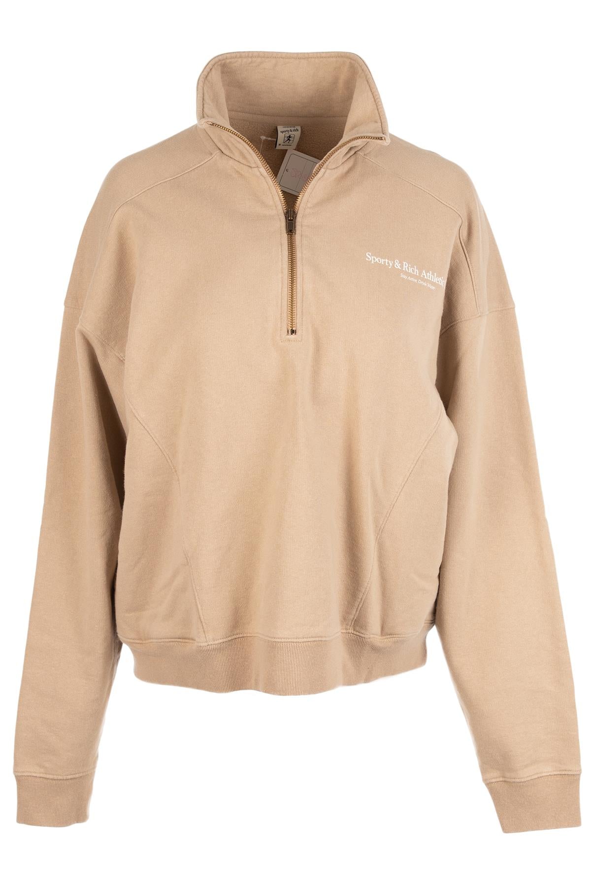 SPORTY & RICH BEIGE COTTON SWEATSHIRT MEDIUM