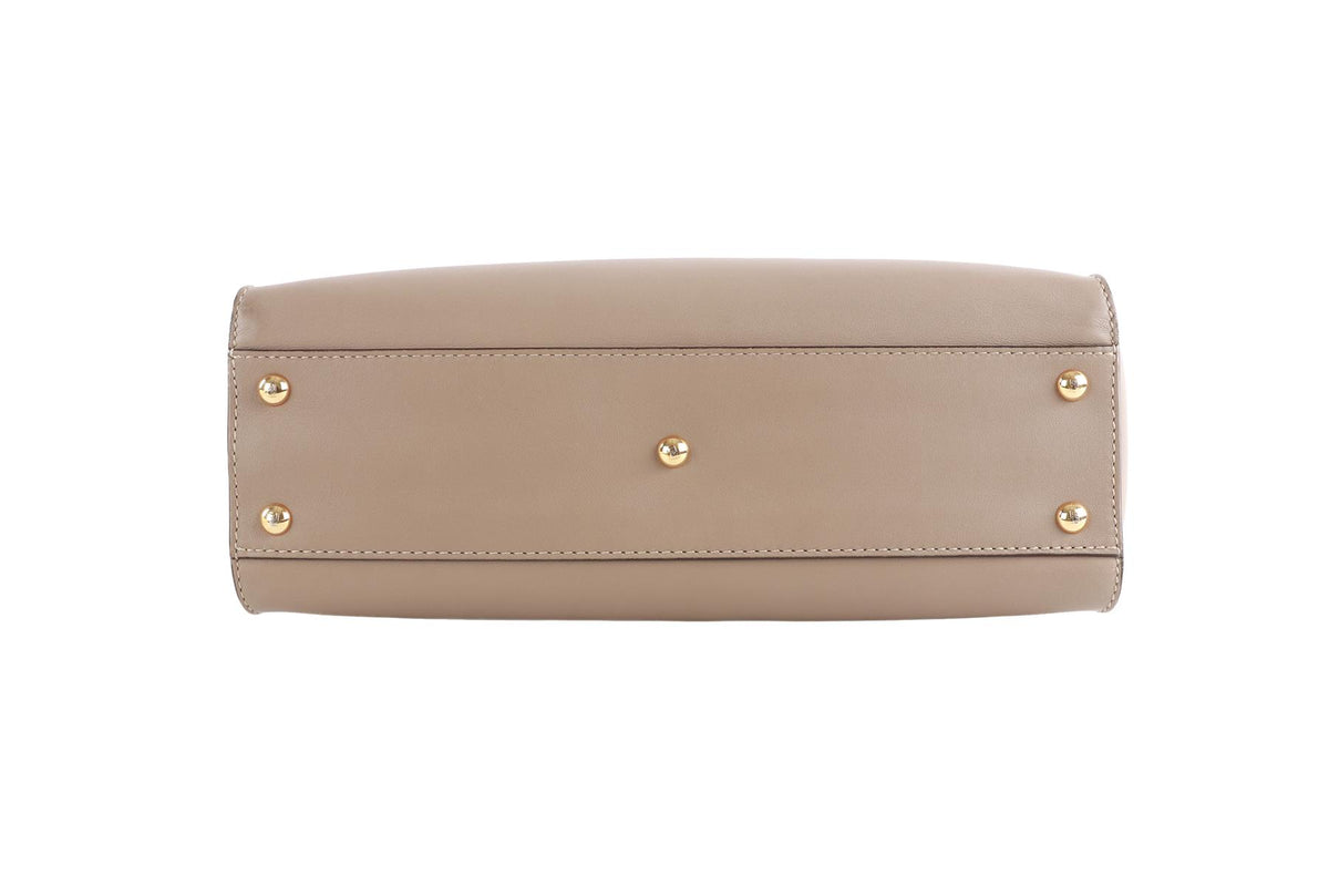 FENDI TAUPE PEEKABOO MEDIUM LEATHER TOTE BAG