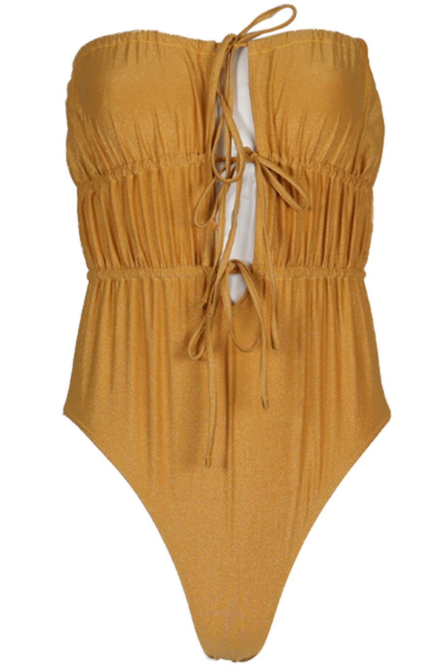 SOLID AND STRIPED BANDEAU SWIMSUIT XLARGE