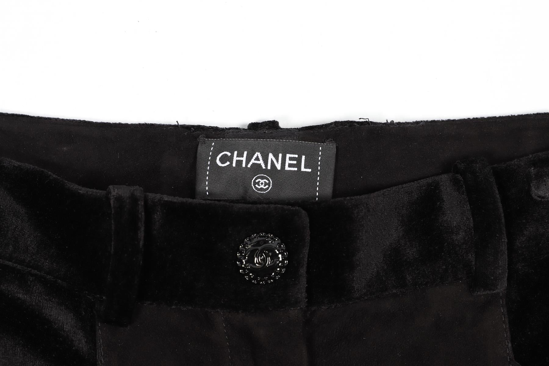 CHANEL 2022 SUEDE AND VELVET SKINNY PANTS IT 38 UK 6