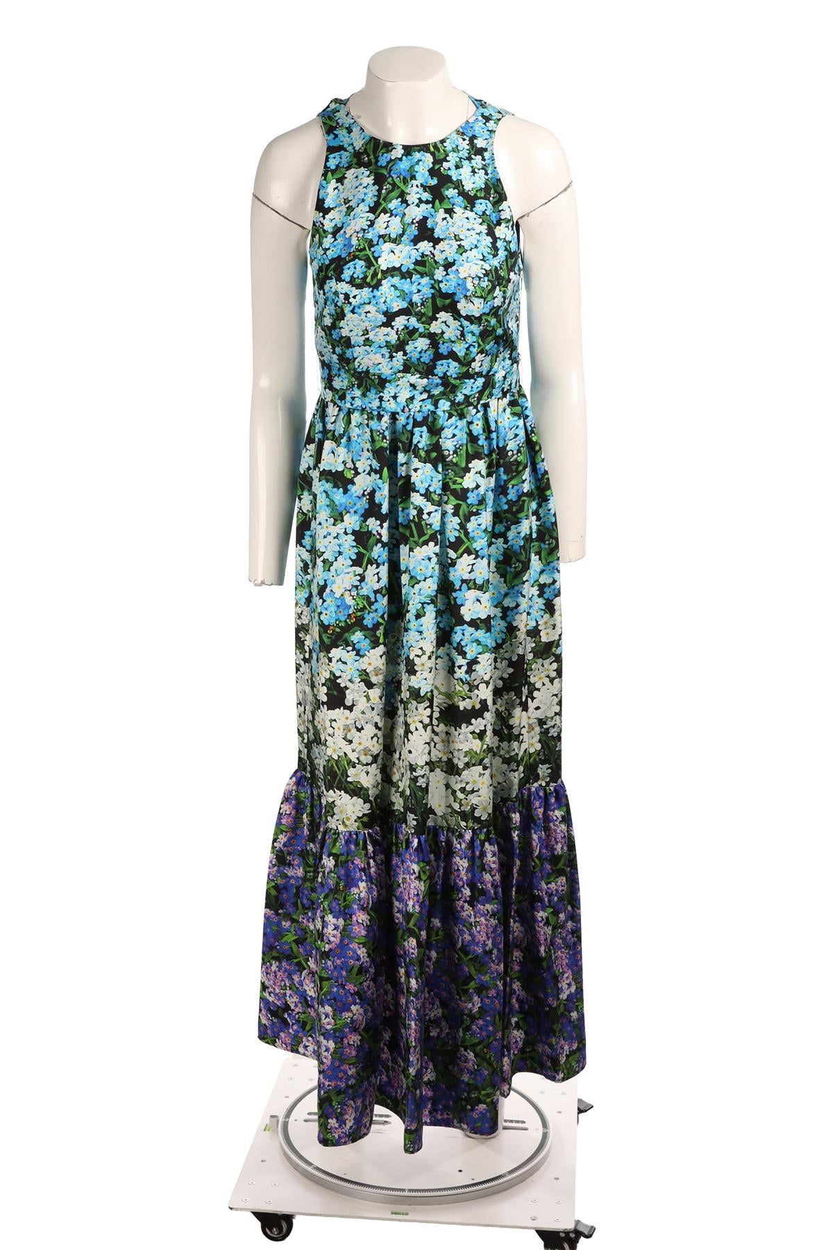 MARY KATRANTZOU BLUE SILK MAXI DRESS IT 40 UK 8