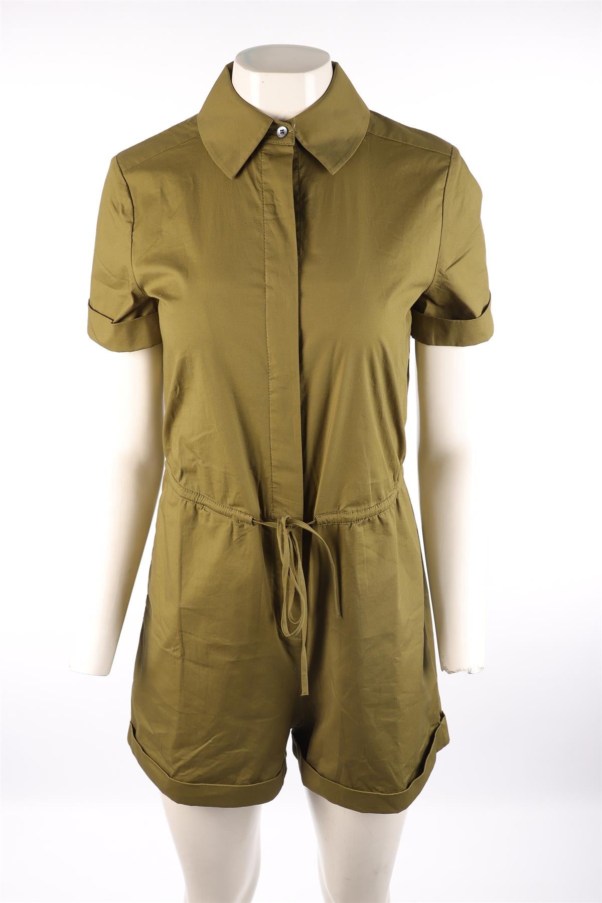 STAUD GREEN COTTON PLAYSUIT XSMALL