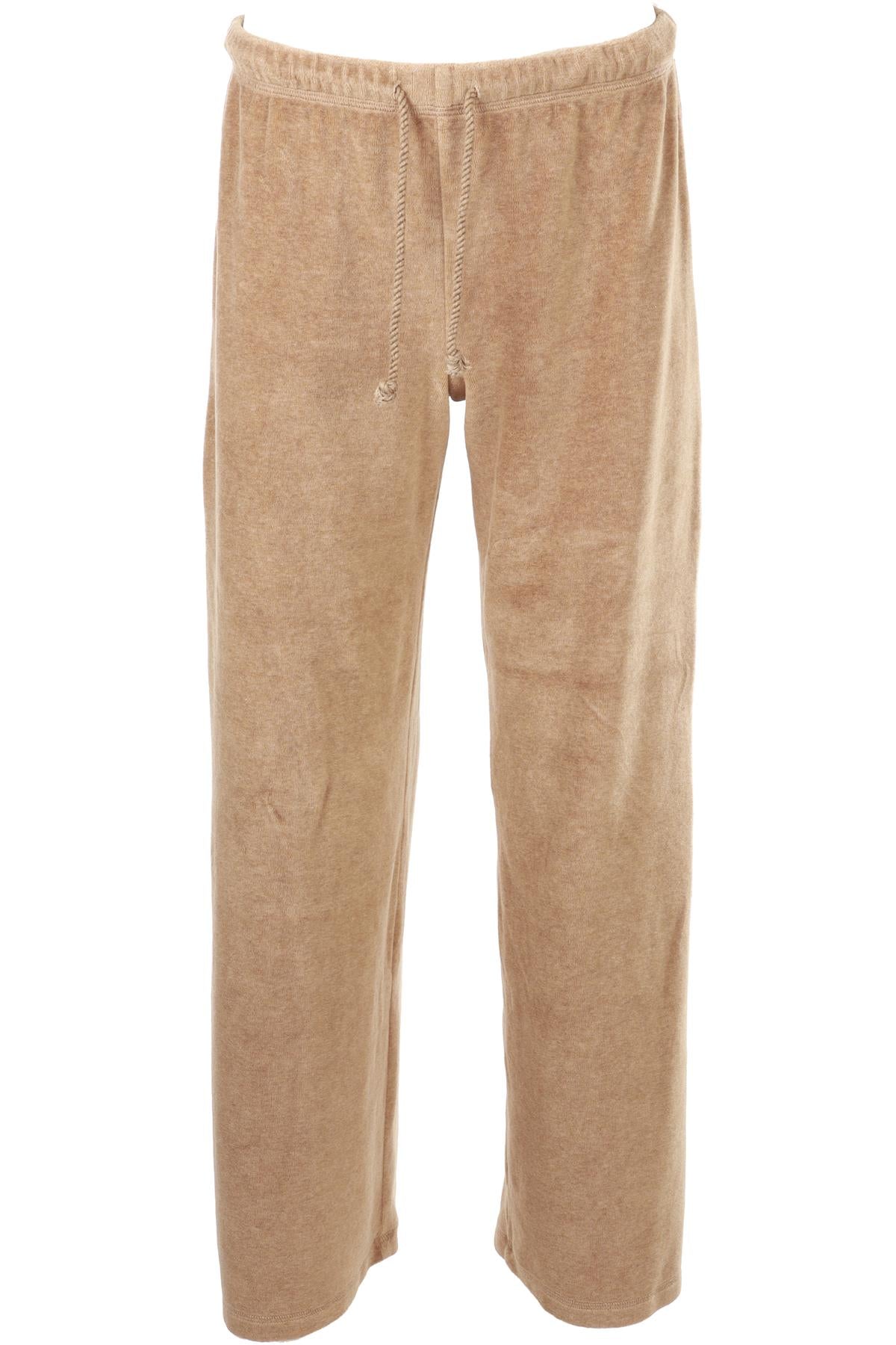 TAN VELVET WIDE LEG PANTS